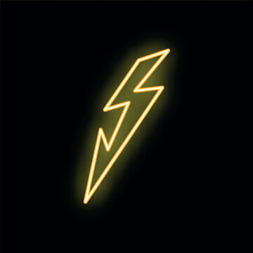 Bright neon yellow lightning bolt striking from the top left corner against a black background