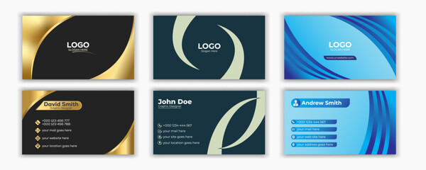 Business card design, modern clean fresh natural elegant stylish trendy visiting card, marketing set of cards geometric, print ready eps templates.