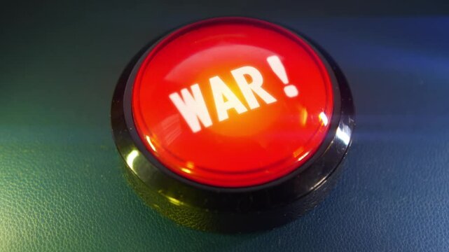 Pressing the big red button labeled with the message "War"
