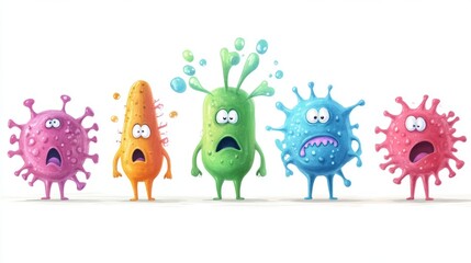 Cute Cartoon Microbes: A Colorful Illustration of Germs