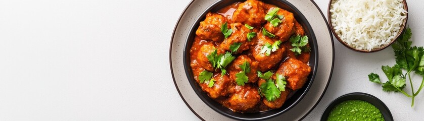 Fototapeta premium Vibrant Indian Street Food with Masala Flavors and Fresh Herbs Indian food cuisine