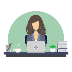 a woman working illustration