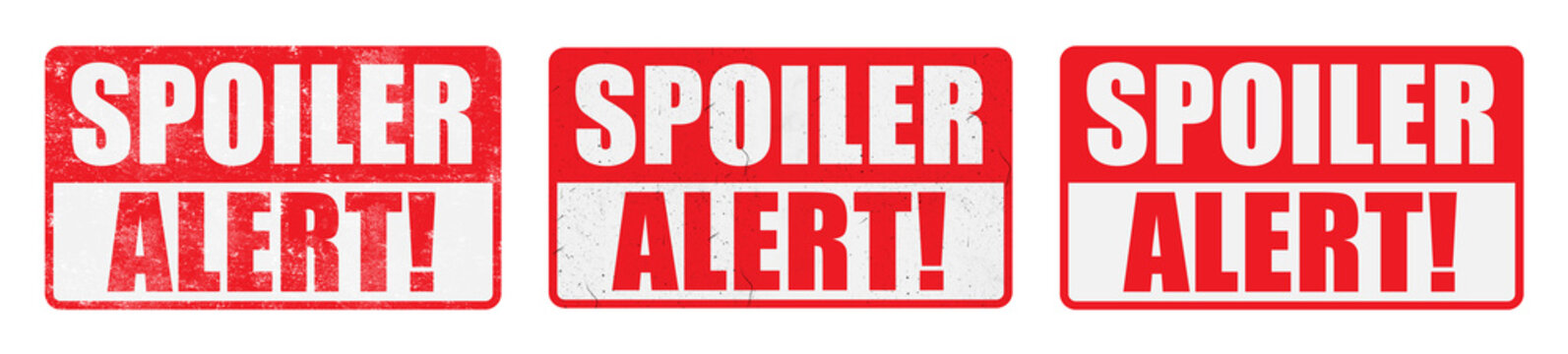 Red Bold SPOILER ALERT Graphic with Stamp Effect with Transparent Background Use in Media Content Online