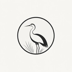 Fototapeta premium Here's a possible and keyword list for your stock photo.. Elegant Heron Bird in Circle.
