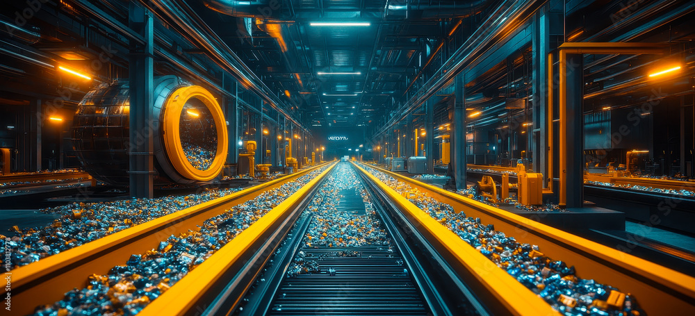 Poster ai-enhanced recycling facility with automated sorting systems for efficient material processing