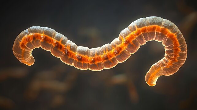 A translucent, glowing worm-like organism floating in a dark background.
