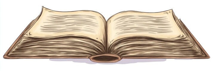 Naklejka premium An open book with yellowed pages, suggesting age and knowledge.