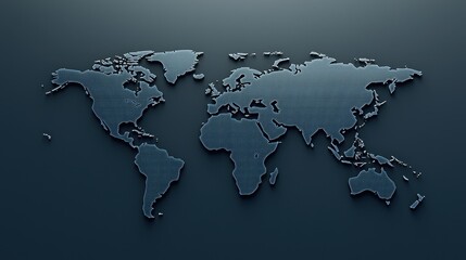 Naklejka premium High-Resolution Vector World Map Illustration on a Dark Background for Global Business, Travel, and Educational Projects with Detailed Contours and Borders