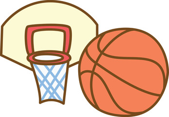 Basketball and hoop basketball sports sticker.