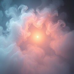 Haze and smoke swirl around a faintly glowing spot, faint, dense, swirling, haze