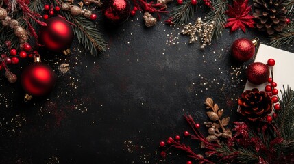 A black background with red and gold decorations
