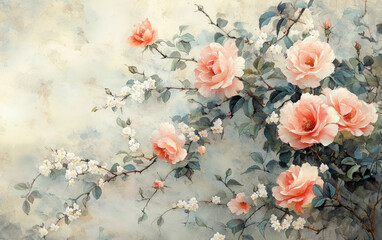 Vintage floral texture art background

