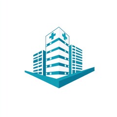 Fototapeta premium Here's a description and keywords for your image.. Modern hospital complex icon.