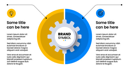 Infographic template. Gear in a circle with 2 steps