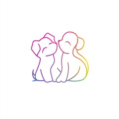 Obraz premium Here's a and keyword list for your image.. Two adorable cartoon puppies nuzzling affectionately.