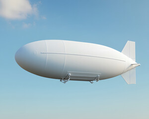 Obraz premium A white airship floating in a clear blue sky, representing transportation technology.