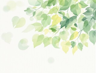Fototapeta premium Artistic watercolor painting of green leaves on a white canvas background, greenery pattern, creative, hand-painted