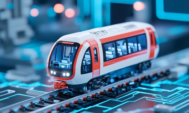 A hyperloop capsule with a fully autonomous system glides through a tunnel.