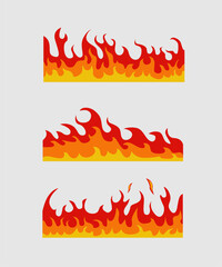 Fire Frame Border Fire. flame Set of vector fire design elements isolated on white background Pro Vector