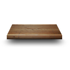 A wooden platform with slats, suitable for outdoor use or as a decorative element.