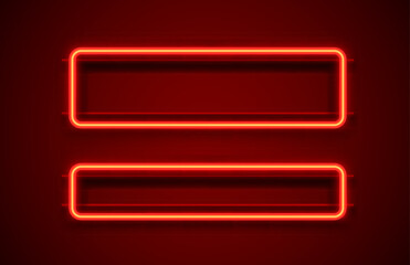 Neon frame, red lamp, black background, line electric. Vector