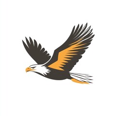 Obraz premium Here's a suggested and keywords for your stock photo image.. Majestic eagle in flight, stylized graphic design.