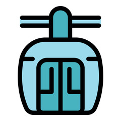 Funicular cabin moving uphill, doors open, ready for passengers to embark or disembark, offering scenic mountain views