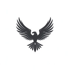 Obraz premium Majestic eagle with wings spread wide, in a minimalist, black silhouette design.