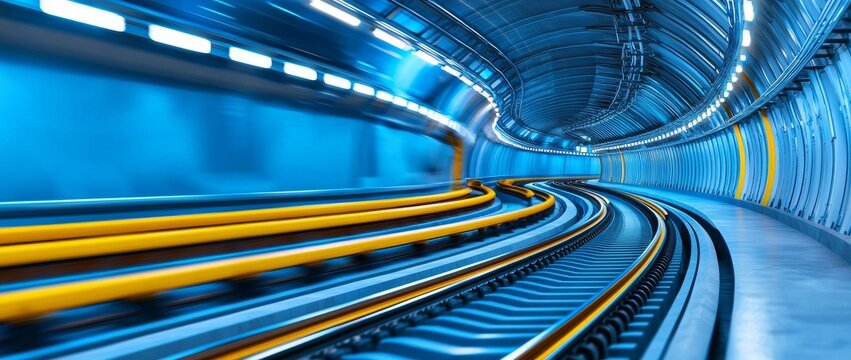 The silver hyperloop pod, with its sleek design, glides swiftly through a vacuum tunnel, propelled by an advanced magnetic levitation system.
