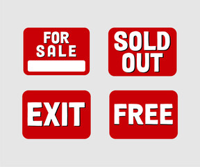 retail, sale signs, rectangle stikers for homes and offices Design sale Collection set