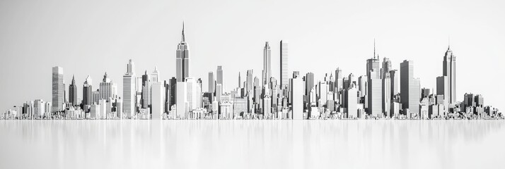 Naklejka premium City skyline, foreground ground, white model, 3d, high quality, HD image 