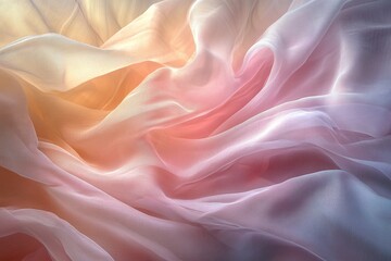 Obraz premium Ivory and pink sheer fabric with flowing texture.
