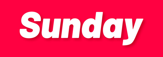 Sunday Stamp, Red Background with Sunday Word Rubber Stamp Banner