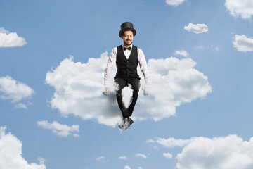 Magician sitting on a cloud