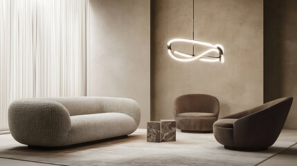 Modern Living Room Decor Featuring Elegant Sofa and Chairs