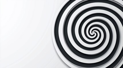 Obraz premium A minimalist design featuring a black and white spiral pattern on a light background, creating a hypnotic visual effect.