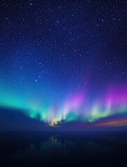 A serene starry night sky with twinkling lights of various colors , dark blue background, space, starry night