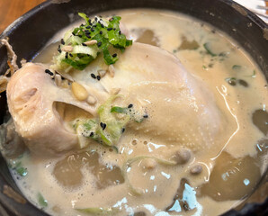 A closeup of Korean Samgyetang.