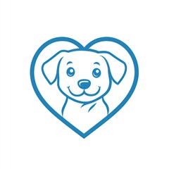Happy puppy's face inside a heart.