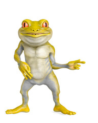 frog cartoon is showing the way