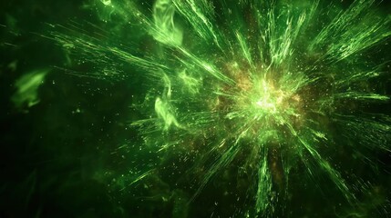 Green fireworks background with emerald and lime-green bursts, symbolizing renewal and festivity.
