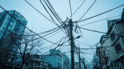 Storm damage to power lines disrupts electricity supply, highlighting the vulnerability of infrastructure during extreme weather conditions and the importance of resilience in modern society.