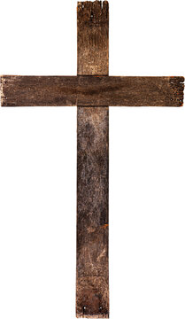 Wooden cross isolated on white background
