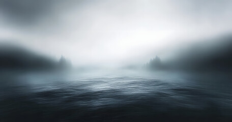 Dark gray mist rolling in, fading out to pure white with a soft, ethereal feel.