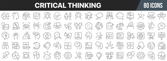 Critical thinking line icons collection. Big UI icon set in a flat design. Thin outline icons pack. Vector illustration EPS10