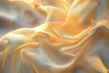Yellow and white sheer fabric with luminous folds.