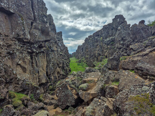 Thingvellir National Park: Aerial View of Iceland's Rift Valley and Oxararfoss Waterfall