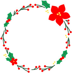 Christmas Flower Berry Wreath Circle