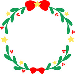 Christmas Red Bow Ribbon Star Wreath Circle
