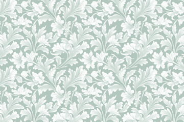 Toile pattern tapestry. Arts and crafts. Monochrome botanical pattern background. Created with Generative AI technology